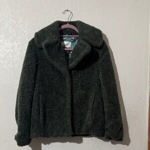 Kensie Green Teddy Coat